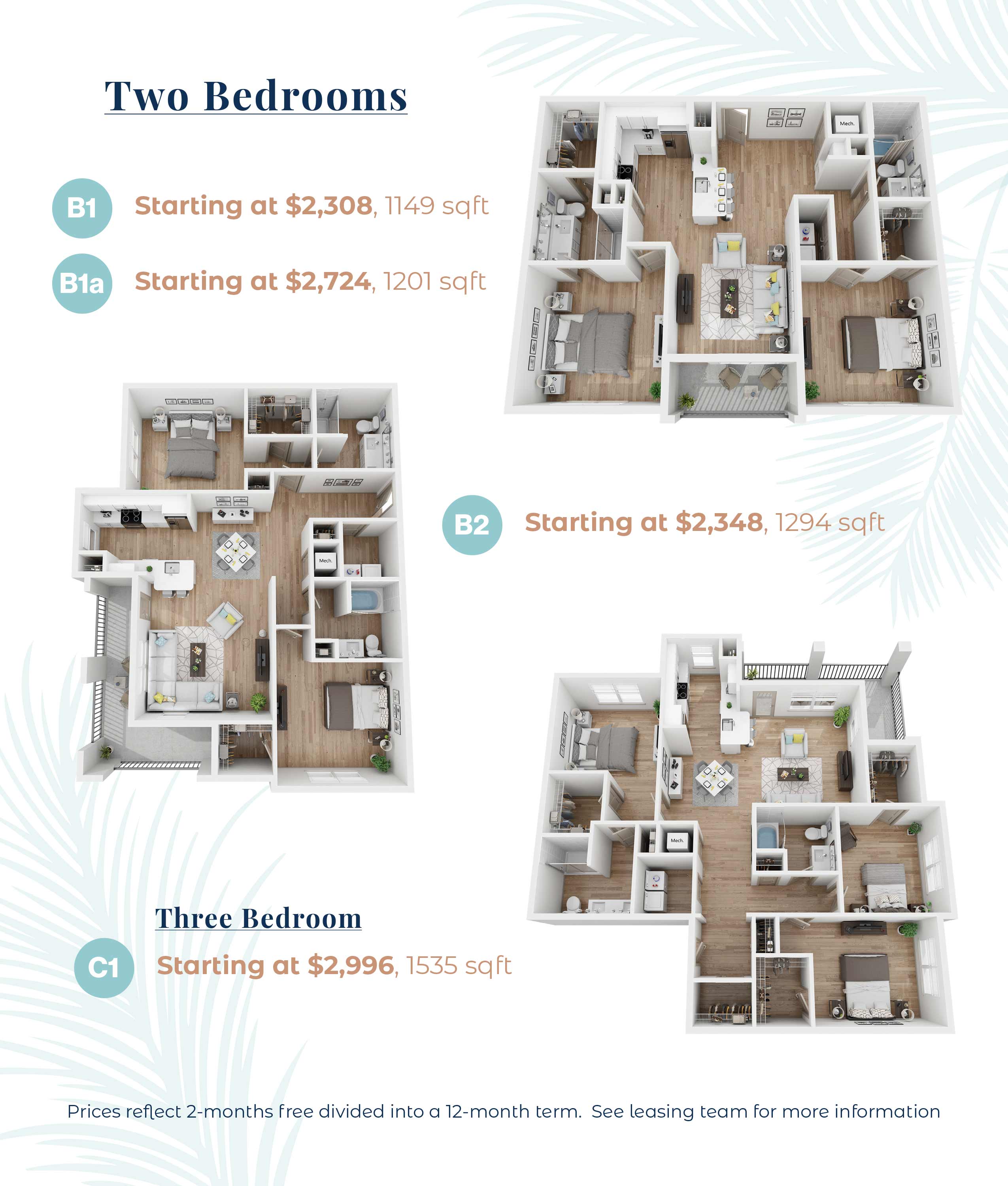 The Pearl - Net Effective Rents - 2 & 3 bedrooms and studios 5-3-24
