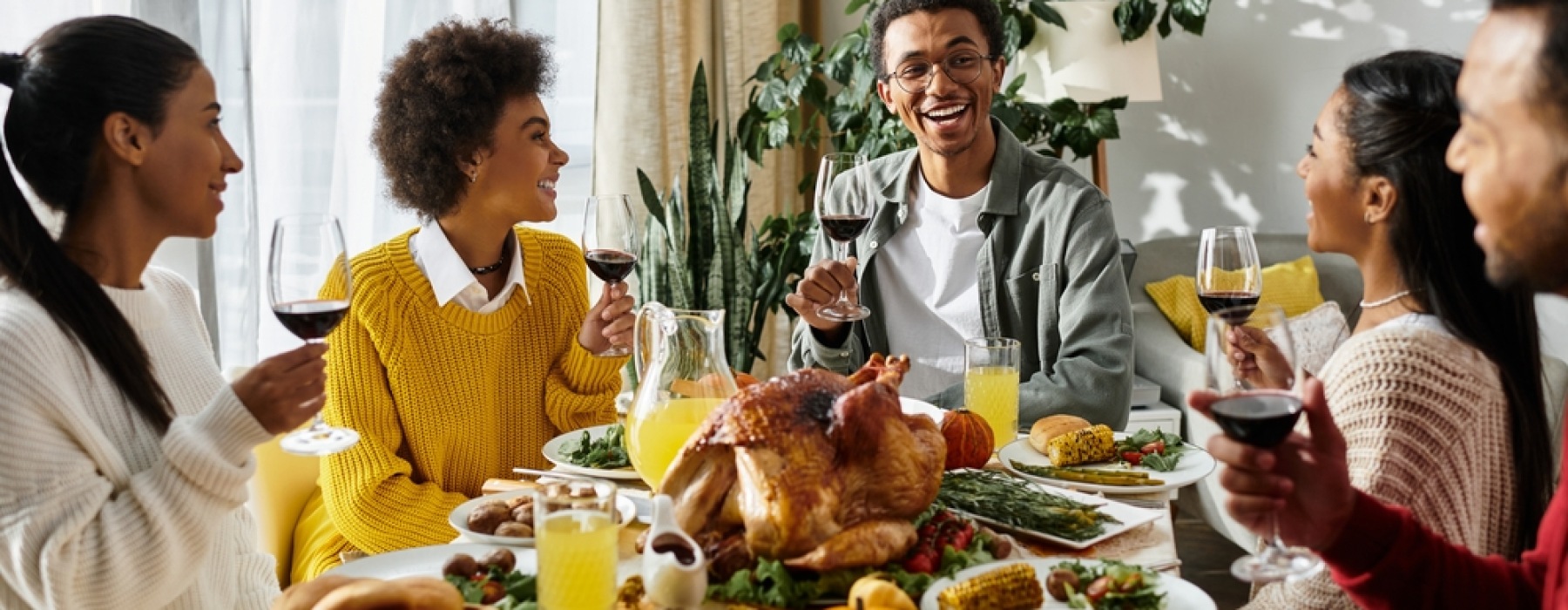 friends having a sit down dinner