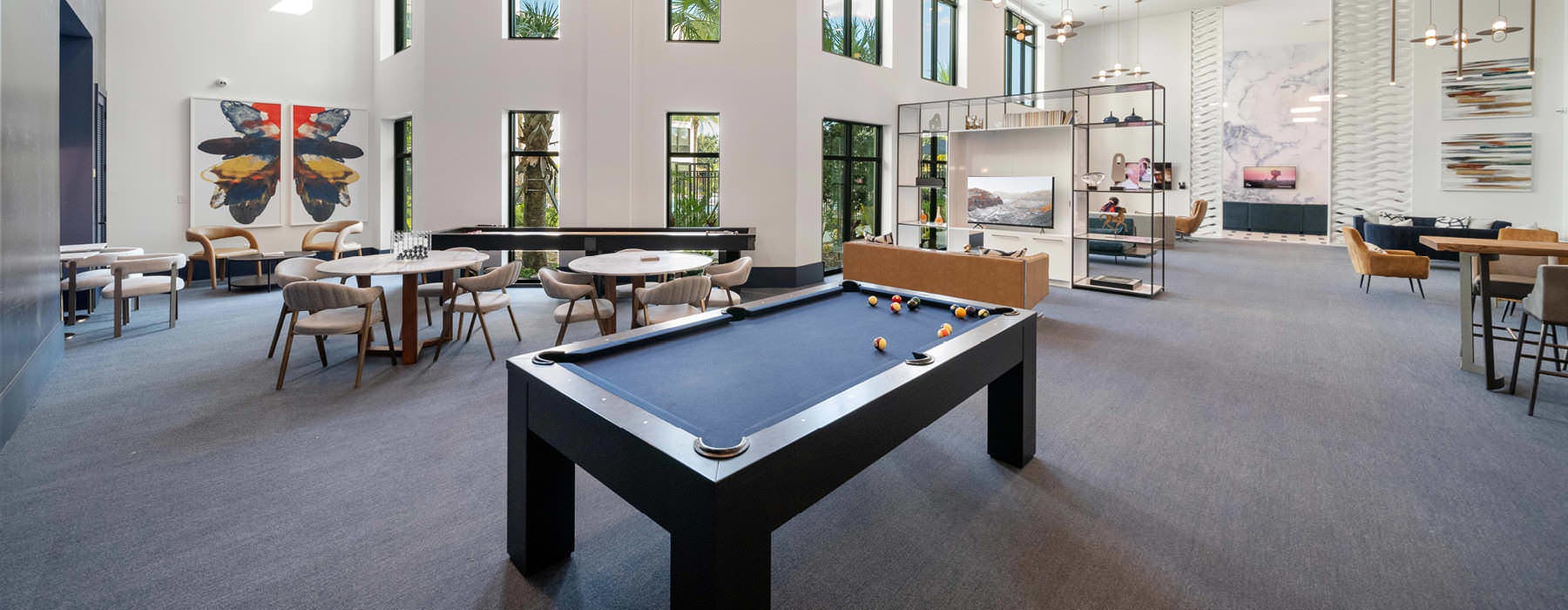 billiards table in spacious clubhouse