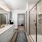 walk-in shower in bright bathroom